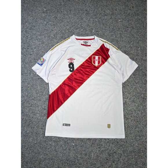 2018 Umbro Peru Home Soccer Jersey Paolo Guerrero Men M World Cup Russia - Picture 6 of 9